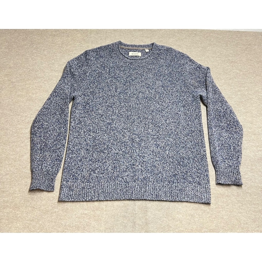 Borgo28 Mens XL Blue White Marled 100% Merino Wool Crewneck Sweater Pullover EUC